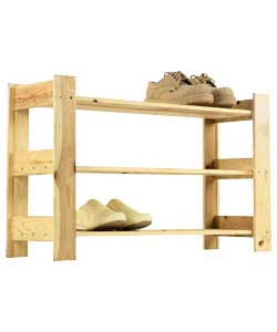 Pine 3 Shelf Shoe Storage Rack