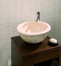 Stone Basin Travertine Mosaic Curved Base