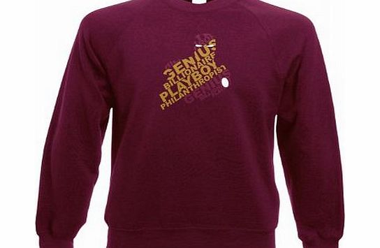 Genius Billionaire Playboy Philanthropist Adult Crewneck Sweatshirt Inspired By The Avengers amp; Iron Man (Large (48`` Chest)/Burgundy)