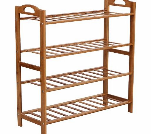 Songmics 4 Tier Natural Bamboo Shoe Rack Storage Organiser Holder LBS94N