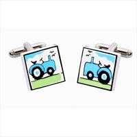 Blue Tractor Bone China Cufflinks by