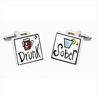 Drunk / Sober Bone China Cufflinks by