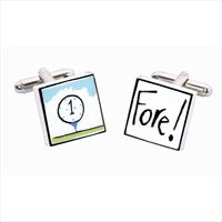 Golf Fore Bone China Cufflinks by