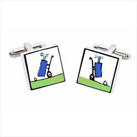 Sonia Spencer Golf Trolley Bone China Cufflinks by