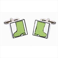 Sonia Spencer Green Wellies Bone China Cufflinks by