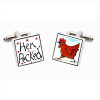 Sonia Spencer Hen Pecked Bone China Cufflinks by