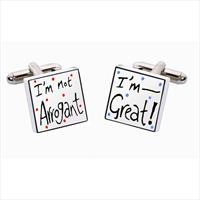 Im Not Arrogant Bone China Cufflinks by