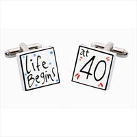 Life at 40 Bone China Cufflinks by