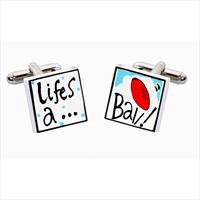 Lifes A Ball Bone China Cufflinks by