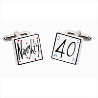 Sonia Spencer Naughty 40 Bone China Cufflinks by