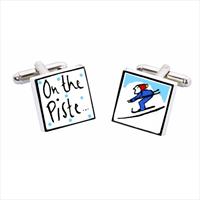 On The Piste Bone China Cufflinks by