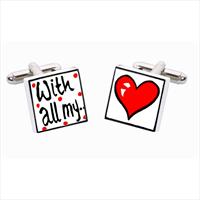 With All My Love Bone China Cufflinks by