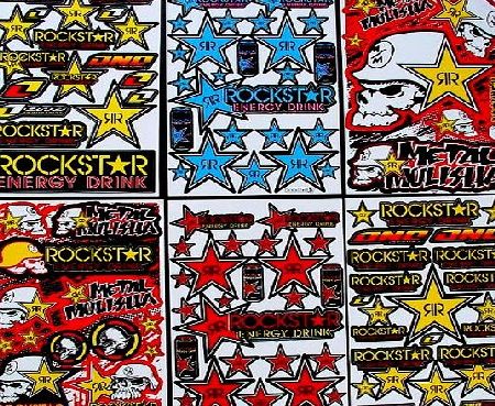 6 sheets `` Motocross stickers `` a/kg sticker bomb Rockstar drink bmx bike Scooter Moped Decal Stickers