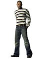 mens crew neck fine knit striped sweater