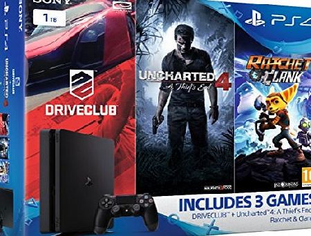 Sony PlayStation 4 1TB Slim Mega Pack Bundle (Uncharted 4, Ratchet and Clank, DriveClub)