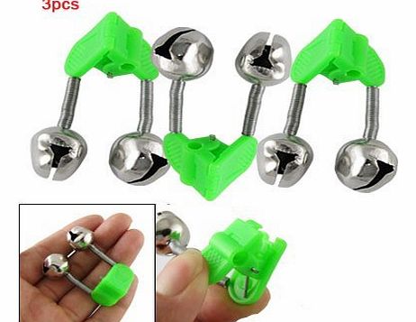 Sourcingmap 3 Pcs Bite Alarm Fishing Pole Twin Bells w Clip Green