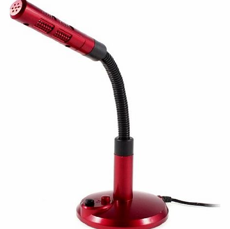 Sourcingmap Red Black Flexible Goose Neck USB 2.0 Plug Mic Microphone for Desktop Computer