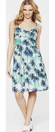 Cut-out Palm Print Sun Dress