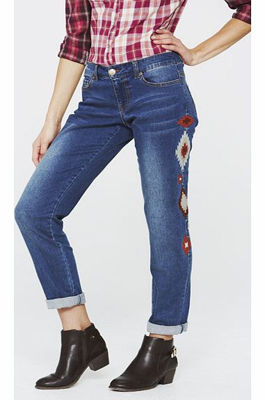 Embroidered Boyfriend Jeans