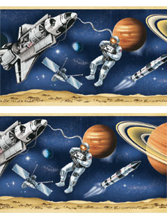 Space Apollo Moonwalk Self Adhesive Border