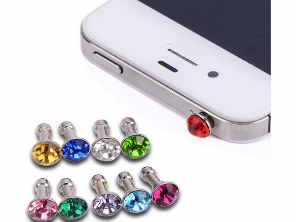 Spadix 10x Fashion Sparkling CZ Diamond Dustproof Plug Earphone Stopple Decor Ornament Bling Anti Dust 3.5mm Earphone Jack Plug Stopper for iPhone 3 3G 3GS 4 4GS 4S/iPad 1 2 3 /Iapd mini/ Samsung Galaxy Tab 