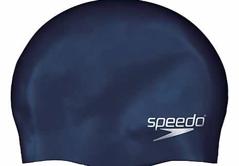 Plain Silicone Swim Cap, Junior, Navy