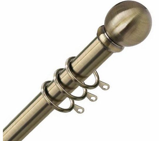 Victory 28mm Metal Curtain Pole Set, Antique Brass, 240 Cm