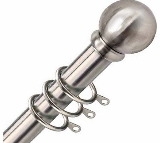 Victory 28mm Metal Curtain Pole Set, Satin Silver, 240 Cm