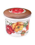 Spigarelli Set of 2 Poppy Ceramic and Wood Jars