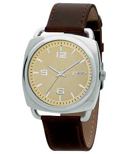 Spirit Gents Champagne Dial Brown Strap Watch