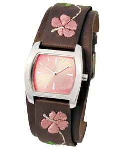 spirit Ladies Flower Embroidered Cuff Watch