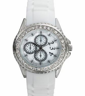 Spirit Ladies White Stone Set Silicone Strap