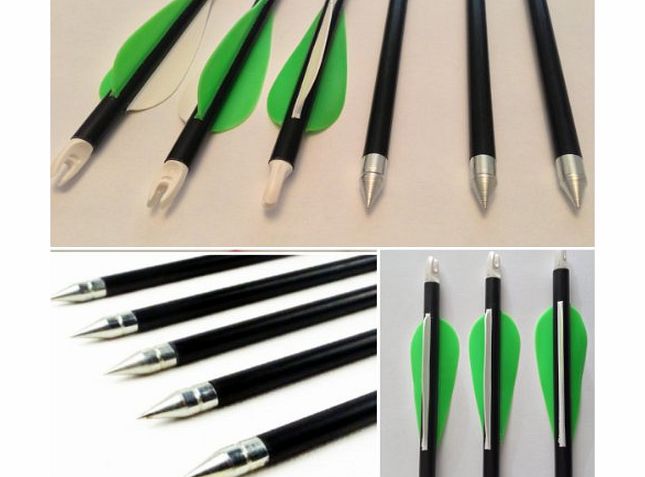 Sports World 12pcs Hunting Arrow Hunter Nocks Fletched Arrows Fiberglass Target Practice Arrow 32``