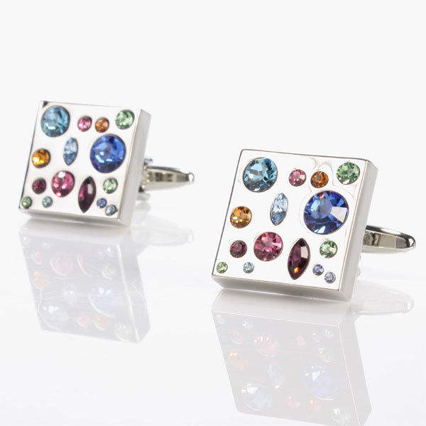 SQUARE Multi Colour Cufflinks in Personalised Box