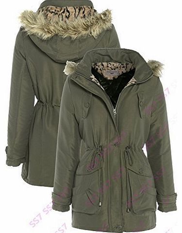 SS7 Girls Canvas Hodded Parka Coat, Khaki, Black, Ages 7 - 13 (Age 13, Khaki)