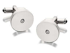 Stainless Steel Crystal Swivel Link cufflinks -