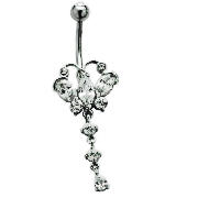 Steel Cubic Zirconia Butterfly Drop