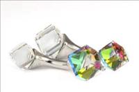 Stanislav Reymer Dark Vitrail Cube Crystal Cufflinks by Mousie Bean