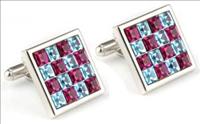 Stanislav Reymer Pink Blue Square Crystal Cufflinks by Mousie Bean