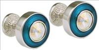 Stanislav Reymer Round Turquoise / Crystal Cufflinks by Mousie Bean