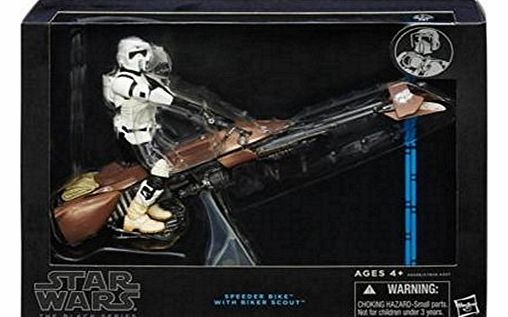 Star Wars Black Deluxe Action Figure - Speeder Bike With Scout Trooper