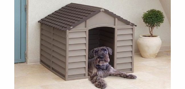 Starplast DOG KENNEL PLASTIC DURABLE OUTDOOR DOG HOME SHELTER KENNEL MOCHA GREEN BEIGE (MOCHA)