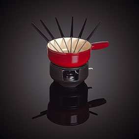 STAUB Cheese Fondue  Cast Iron Handles  Red