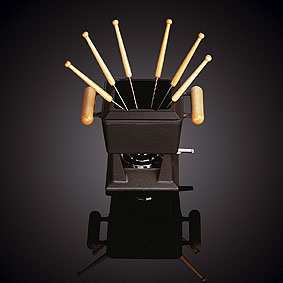 STAUB Square Fondue  Wood Handles  Matt Black