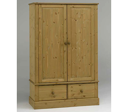 Bourne Solid Pine 2 Door 2 Drawer Wardrobe