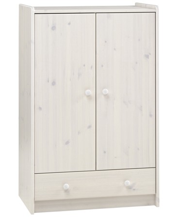 Whitewash Pine Low Wardrobe