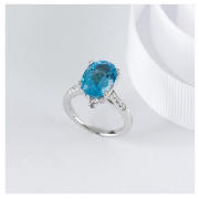 STERLING SILVER BLUE TOPAZ CUBIC ZIRCONIA