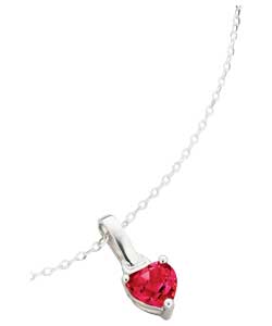 Silver Created Ruby July Birthstone Pendant