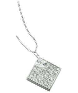 sterling Silver Cubic Zirconia Set Square Pendant