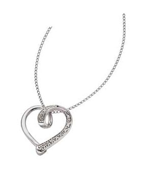 Sterling Silver Diamond Heart Pave Set Slide